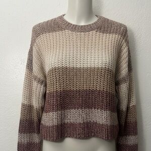 Elegant Striped Women's Sweater in Brown and Cream